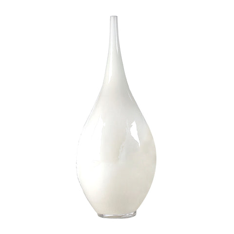 White Hand Blown Bottle - Large