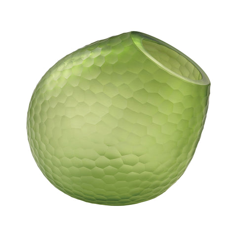 Vivace Cut Glass Horn Vase In Lime