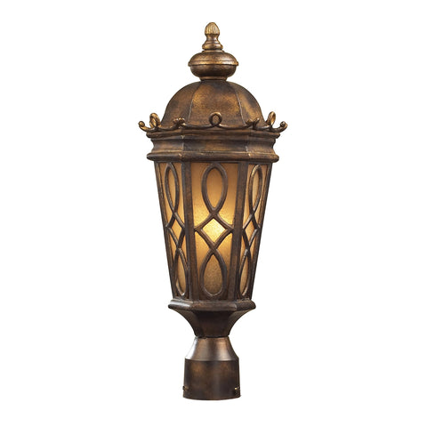 Burlington Junction 2 Light Outdoor Post Light In Hazlenut Bronze And  Amber Scavo Glass