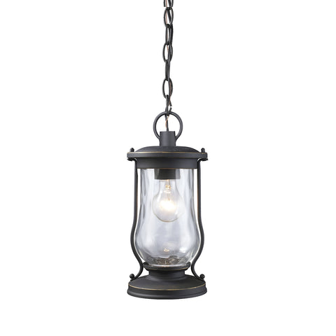 Farmstead 1 Light Outdoor Pendant In Matte Black