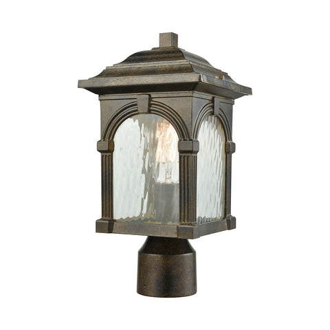 Stradelli 1 Light Outdoor Post Mount In Hazelnut Bronze With Clear Water Glass