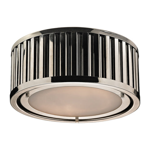 Linden Manor 2 Light Flushmount In Polished Nickel