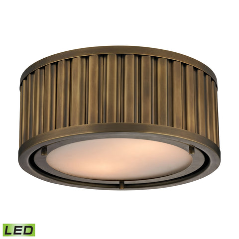 Linden Manor 2 Light LED Flushmount In Aged Brass