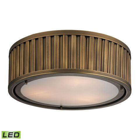 Linden Manor 3 Light LED Flushmount In Aged Brass