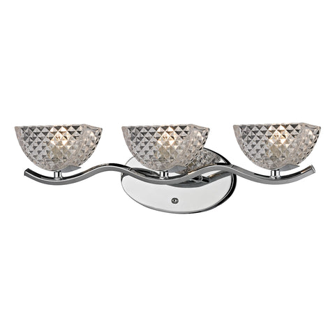 Contour 3 Light Vanity In Polished Chrome And Clear Diamond Glass