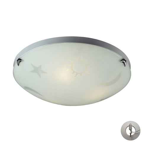 Novelty 3 Light Night Sky Flushmount In Satin White Glass With Recessed Lighting Kit