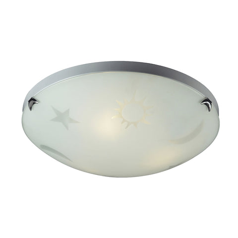 Novelty 3 Light Night Sky Flushmount In Satin White Glass