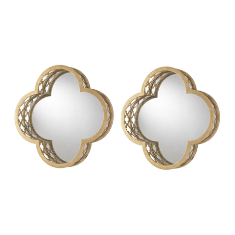 Quatrefoil Wall Mirror In Gold - Set of 2