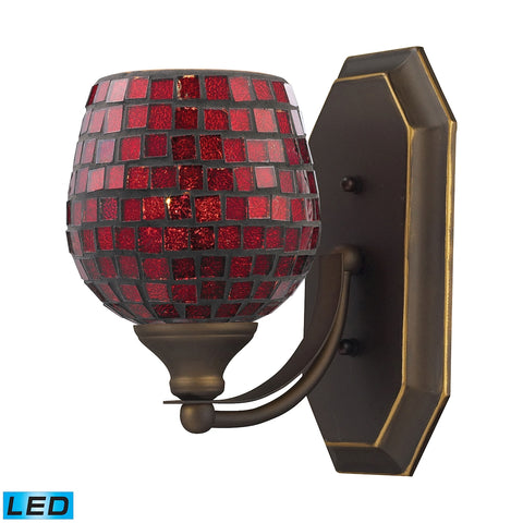 Bath And Spa 1 Light LED Vanity In Aged Bronze And Copper Glass