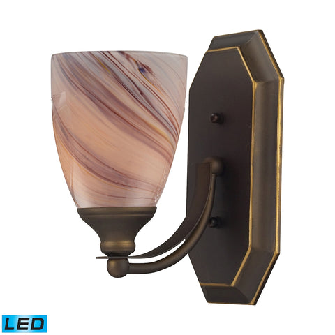 Bath And Spa 1 Light LED Vanity In Aged Bronze And Creme Glass