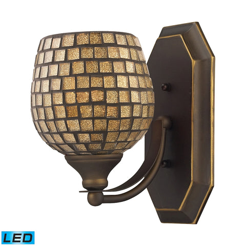 Bath And Spa 1 Light LED Vanity In Aged Bronze And Gold Leaf Glass