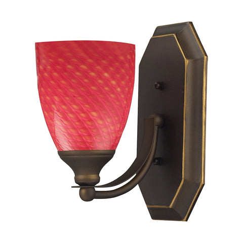 Bath And Spa 1 Light Vanity In Aged Bronze And Scarlet Red Glass