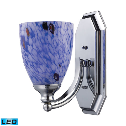 Bath And Spa 1 Light LED Vanity In Polished Chrome And Starburst Blue Glass