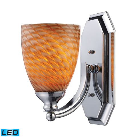 Bath And Spa 1 Light LED Vanity In Polished Chrome And Cocoa Glass