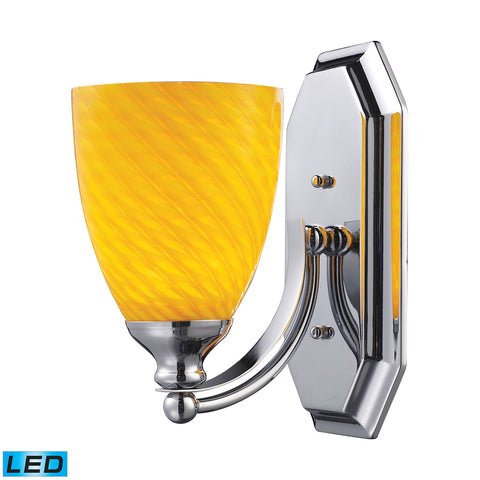 Bath And Spa 1 Light LED Vanity In Polished Chrome And Canary Glass