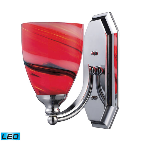 Bath And Spa 1 Light LED Vanity In Polished Chrome And Candy Glass