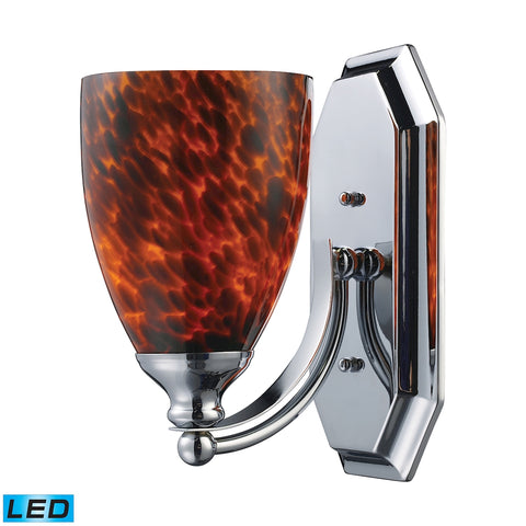 Bath And Spa 1 Light LED Vanity In Polished Chrome And Espresso Glass