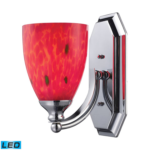 Bath And Spa 1 Light LED Vanity In Polished Chrome And Fire Red Glass