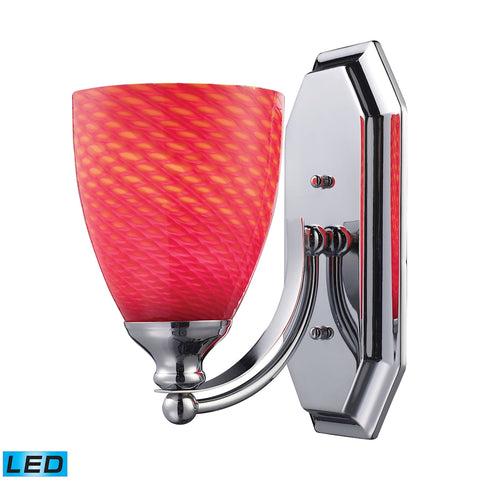 Bath And Spa 1 Light LED Vanity In Polished Chrome And Scarlet Red Glass