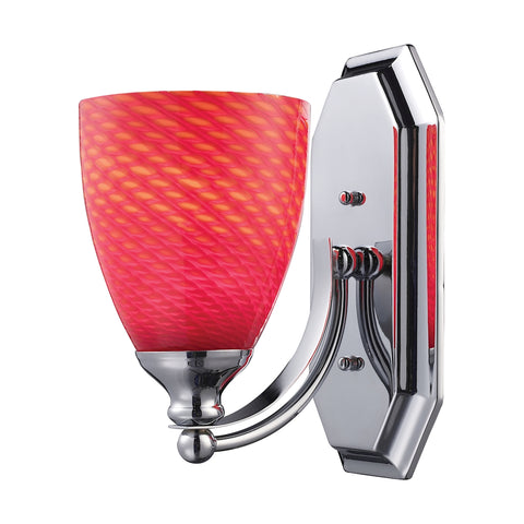 Bath And Spa 1 Light Vanity In Polished Chrome And Scarlet Red Glass