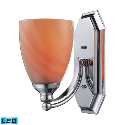 Bath And Spa 1 Light LED Vanity In Polished Chrome And Sandy Glass