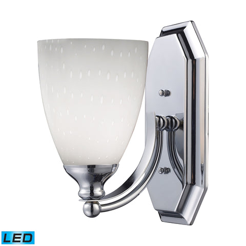 Bath And Spa 1 Light LED Vanity In Polished Chrome And Simple White Glass