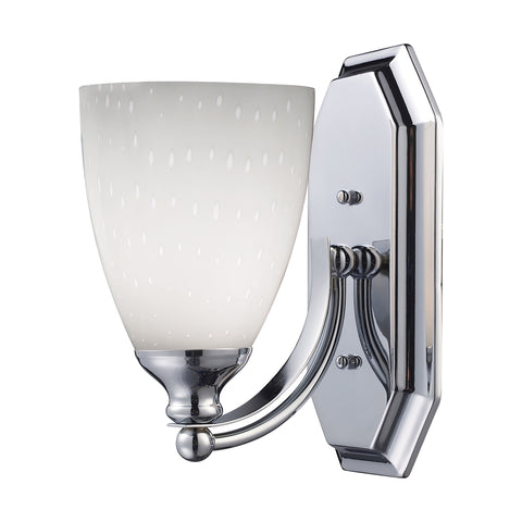 Bath And Spa 1 Light Vanity In Polished Chrome And Simple White Glass