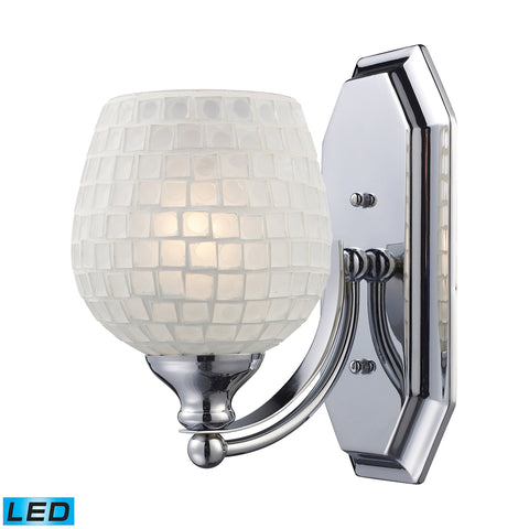 Bath And Spa 1 Light LED Vanity In Polished Chrome And White Glass