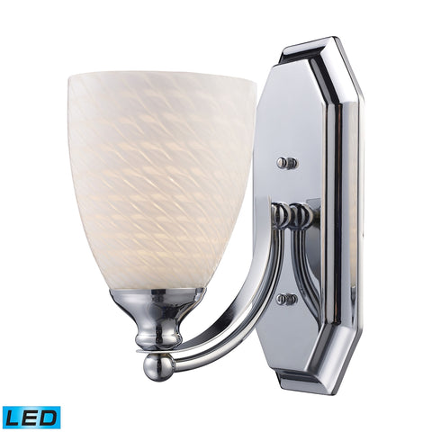 Bath And Spa 1 Light LED Vanity In Polished Chrome And White Swirl Glass