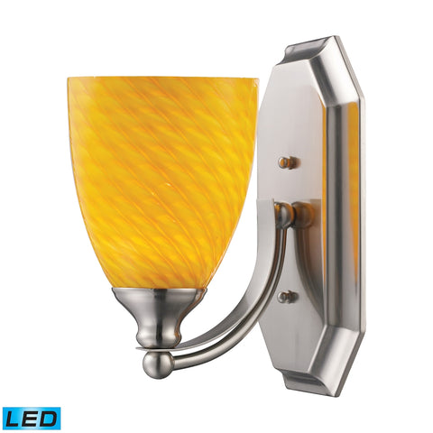 Bath And Spa 1 Light LED Vanity In Satin Nickel And Canary Glass