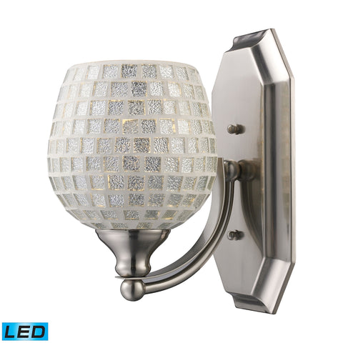 Bath And Spa 1 Light LED Vanity In Satin Nickel And Silver Glass