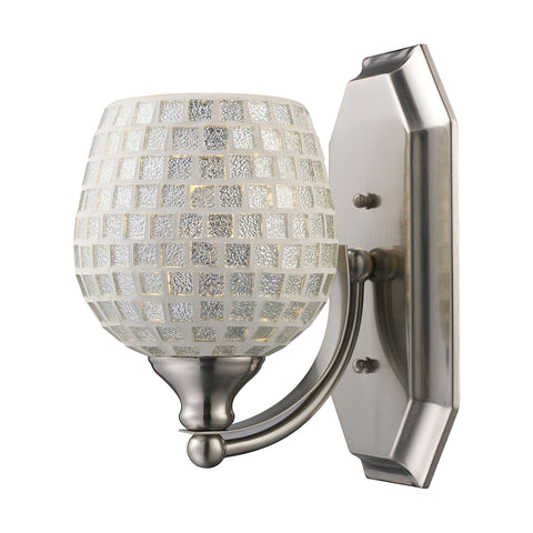 Bath And Spa 1 Light Vanity In Satin Nickel And Silver Glass