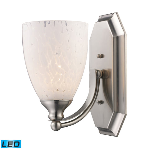 Bath And Spa 1 Light LED Vanity In Satin Nickel And Snow White Glass