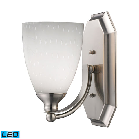 Bath And Spa 1 Light LED Vanity In Satin Nickel And Simple White Glass