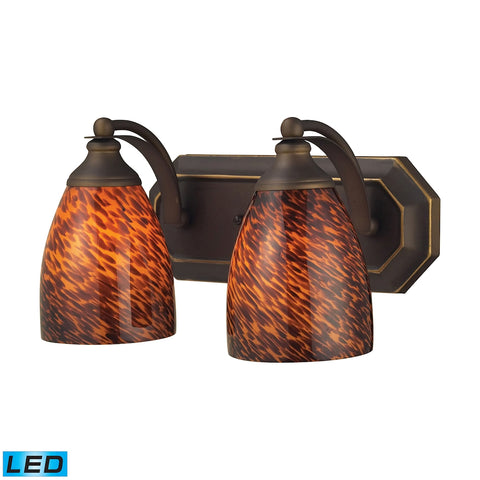 Bath And Spa 2 Light LED Vanity In Aged Bronze And Espresso Glass