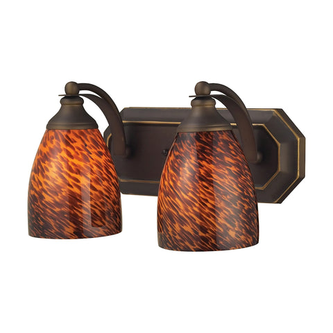 Bath And Spa 2 Light Vanity In Aged Bronze And Espresso Glass