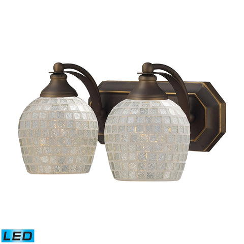 Bath And Spa 2 Light LED Vanity In Aged Bronze And Silver Glass