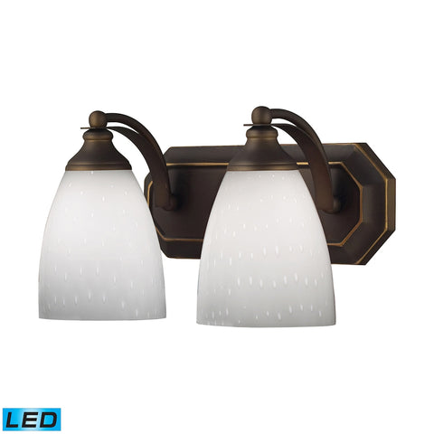 Bath And Spa 2 Light LED Vanity In Aged Bronze And Simple White Glass