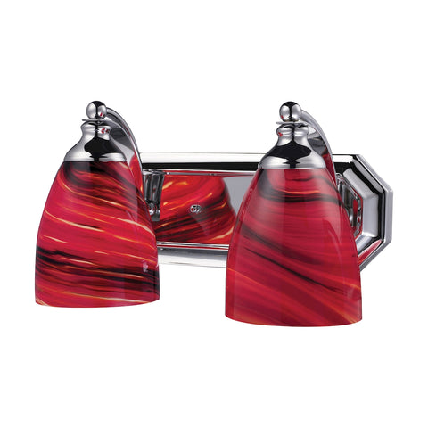 Bath And Spa 2 Light Vanity In Polished Chrome And Autumn Glass