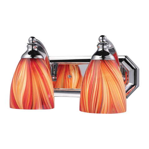 Bath And Spa 2 Light Vanity In Polished Chrome And Multi Glass