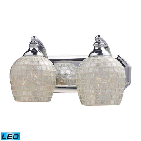 Bath And Spa 2 Light LED Vanity In Polished Chrome And Silver Glass