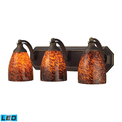 Bath And Spa 3 Light LED Vanity In Aged Bronze And Espresso Glass