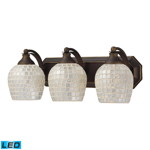 Bath And Spa 3 Light LED Vanity In Aged Bronze And Silver Glass