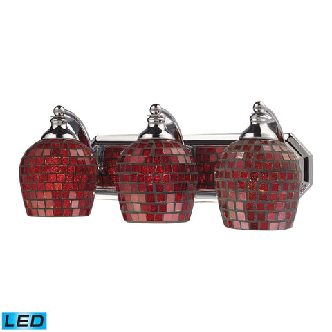 Bath And Spa 3 Light LED Vanity In Polished Chrome And Copper Glass