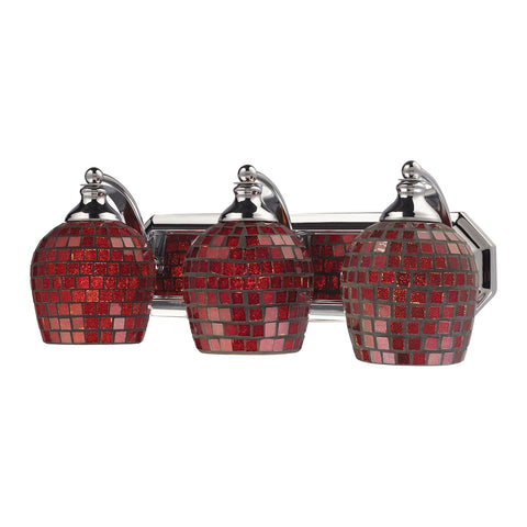 Bath And Spa 3 Light Vanity In Polished Chrome And Copper Glass