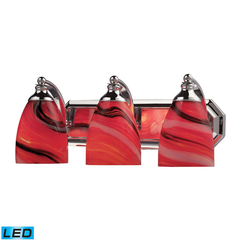 Bath And Spa 3 Light LED Vanity In Polished Chrome And Candy Glass