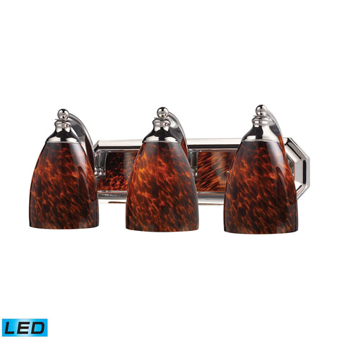 Bath And Spa 3 Light LED Vanity In Polished Chrome And Espresso Glass