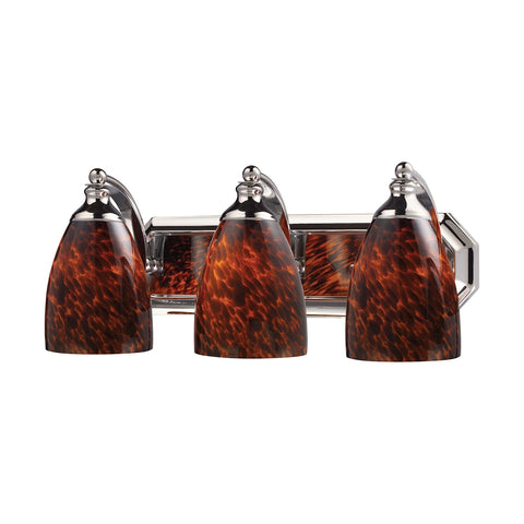 Bath And Spa 3 Light Vanity In Polished Chrome And Espresso Glass