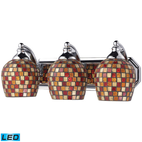 Bath And Spa 3 Light LED Vanity In Polished Chrome And Multi Fusion Glass