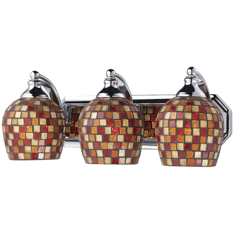 Bath And Spa 3 Light Vanity In Polished Chrome And Multi Fusion Glass